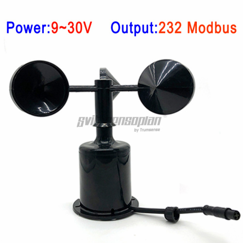 Trumsense STTWS930232 Anemometer Wind Speed Sensor 3 Cup Wind Speed Meter Wind Speed Transducer 9 to 30 V Power Supply RS232 Output Polycarbon Material For Weather Station