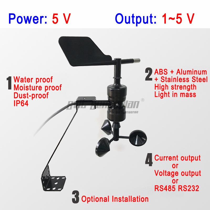 Trumsense STTWSWDI515S Integrated Wind Speed and Direction Sensor DC 5V Power Supply 1 to 5V Output Used in Meteorolog Oceans Environment Airports Agriculture