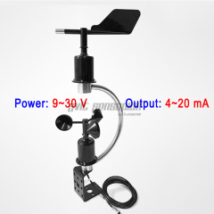 Sensor integrado de velocidade e direção do vento Trumsense STTWSWDI930420C, com fonte de alimentação de 9 a 30 V, saída de 4 a 20 mA e cabo de 2,5 m. Fácil de instalar em pesquisas, agricultura ou portos.