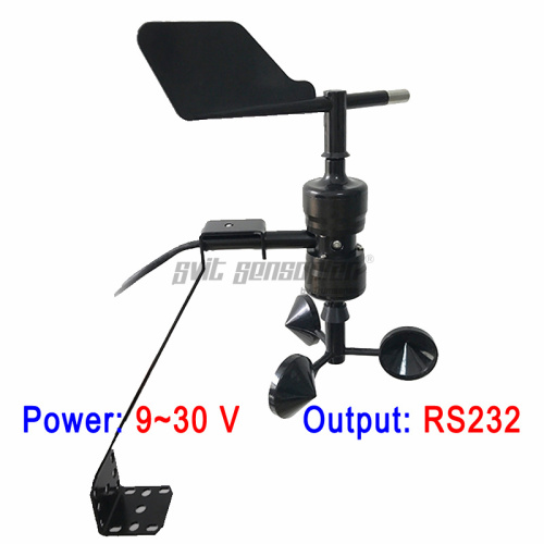 Sensore di velocità e direzione del vento Trumsense STTKWSWDI930232S con design integrato, alimentazione 9-30V, uscita RS232, impermeabile, alta precisione, collegabile a PLC, computer e server.