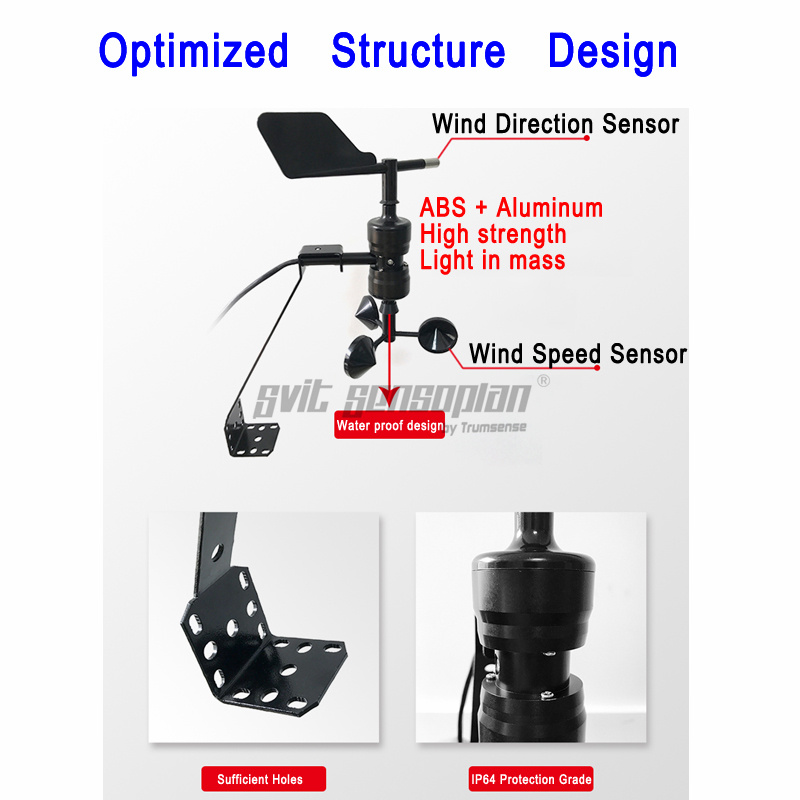 Trumsense STTWSWDI505S Integrated Wind Speed and Direction Sensor S Type DC 5V Power Supply 0 to 5V Output Polycarbon Material With High Strength and Precision
