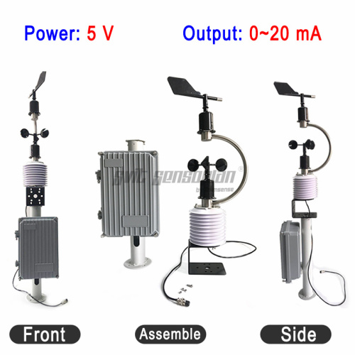 Trumsense STTWSWDI5020C DC 5V 전원, 0~20mA 출력, 방수 설계의 C형 통합 풍속 및 풍향 센서 (다기능 기상 관측소용)