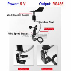 Trumsense STTWSWDI5485C High Precision Wind Speed And Direction Sensor Integrated Design 5V Power Supply RS485 Output Can be Connected to Computer or Server
