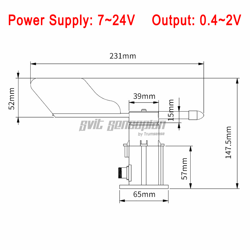 Trumsense STTWD724042C Polycarbon Wind Orientation Sensor Anemoscope 7 to 24V Power 0.4 to 2V Output for Breeding and Planting Industry With Long Life Span