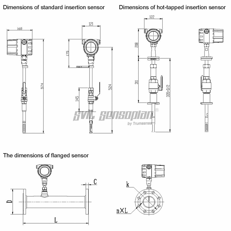 Trumsense DN50 SS304 Thermal Gas Mass Flow Meter STTTMFMDN50 DC 24V Power 4 to 20mA and RS485 Modbus Output