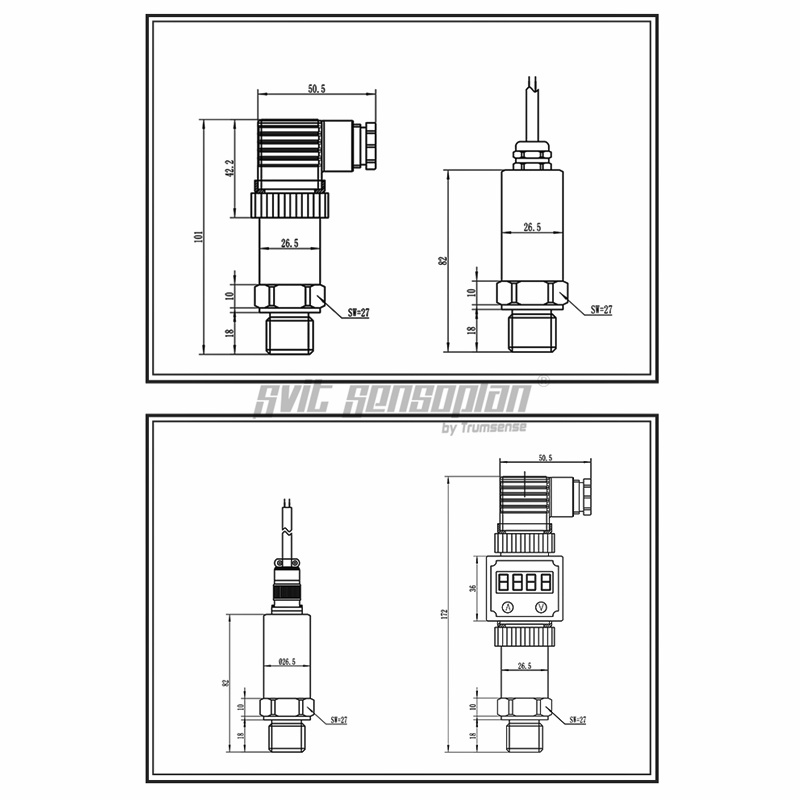 Trumsense STT-24 Flat Film Pressure Transmitter 1 Mpa Range 24V DC Power Supply 4 to 20mA Output Flat Membrane Pressure Transducer