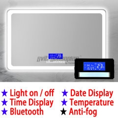 Trumsense K3015CBH Mirror Clock Temperature Date Display with Anti-Fog Touch Six Button Mirror Bluetooth-compatiable Touch Panel