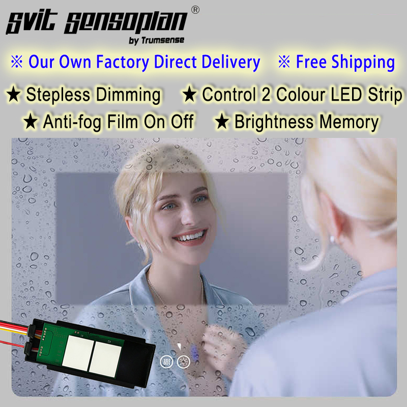 Interruptor de toque para espelho retrovisor com LED Trumsense WS08F2-S2-BW WS08F2-S3A-BW WS08F2-S5A-BW WS08F2-S5-BW WS08F2-S3-BW com função antiembaçante e dimerizável