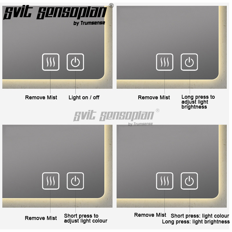 Interruptor de toque para espelho retrovisor com LED Trumsense WS08F2-S2-BW WS08F2-S3A-BW WS08F2-S5A-BW WS08F2-S5-BW WS08F2-S3-BW com função antiembaçante e dimerizável