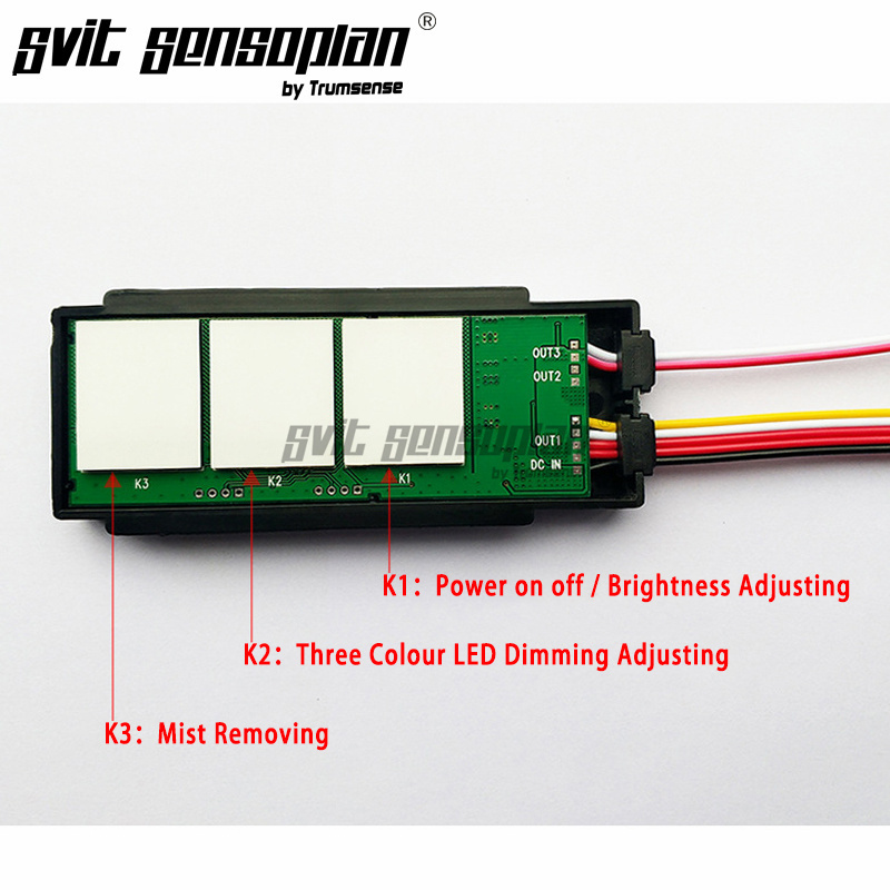 Trumsense WS08F3-M6-BW Interruptor de toque de escurecimento para controle de espelho de luz de LED de banheiro 2 cores de brilho de faixa de LED com antiembaçante