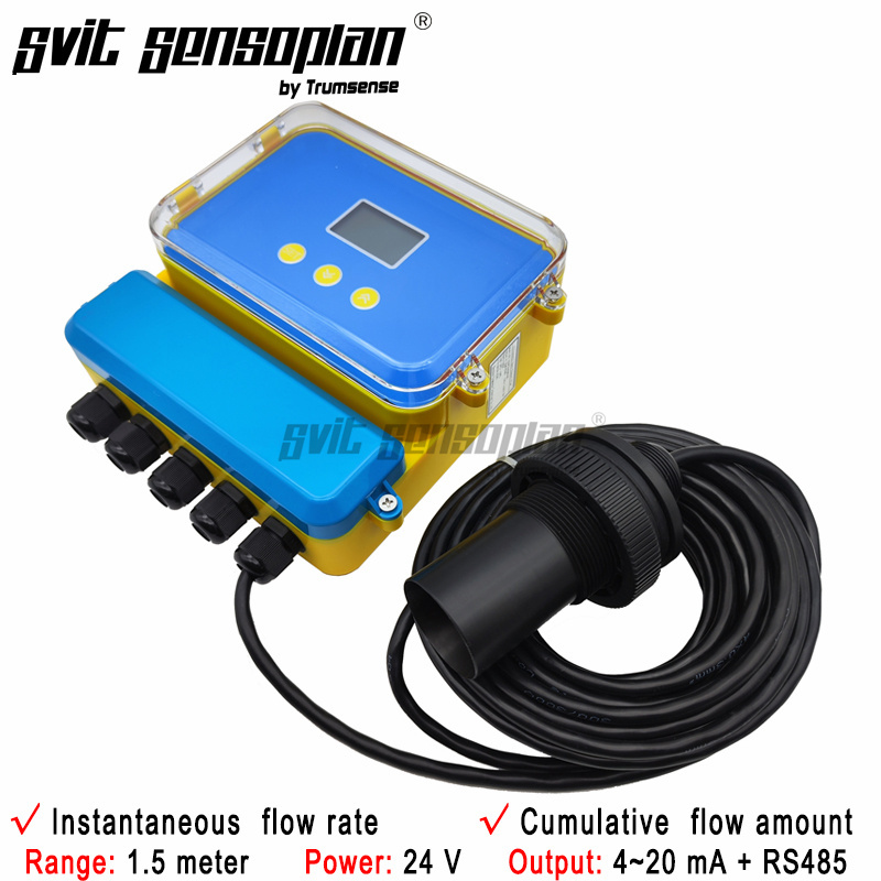 Trumsense STT-15UOFS24420RS485 1.5m Range Ultrasound Open Channel Flowmeter 4 to 20ma RS485 Output for Instantaneous Cumulative Flow Rate or Amount