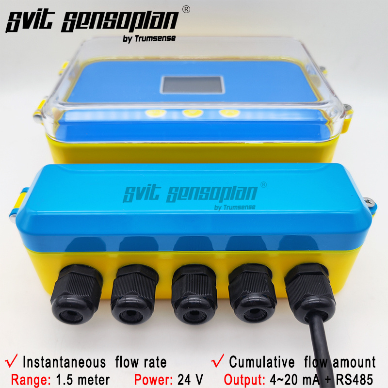 Trumsense STT-15UOFS24420RS485 1.5m Range Ultrasound Open Channel Flowmeter 4 to 20ma RS485 Output for Instantaneous Cumulative Flow Rate or Amount