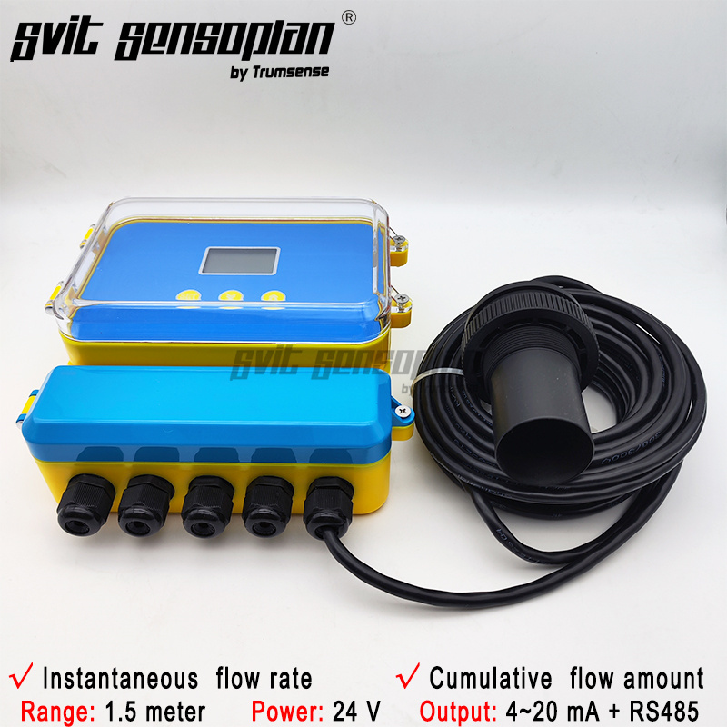 Trumsense STT-15UOFS24420RS485 1.5m Range Ultrasound Open Channel Flowmeter 4 to 20ma RS485 Output for Instantaneous Cumulative Flow Rate or Amount