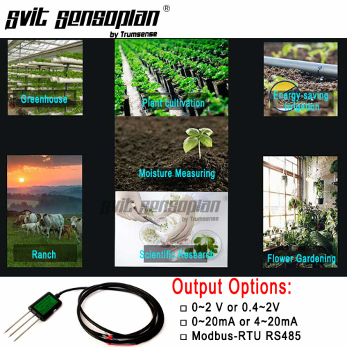 Trumsense IP68 Soil Moisture AND Temperature Sensor Soil Content Measurement 4 to 20 mA or Modbus RS485 or 0 to 2V Output For Agriculture Science Monitor