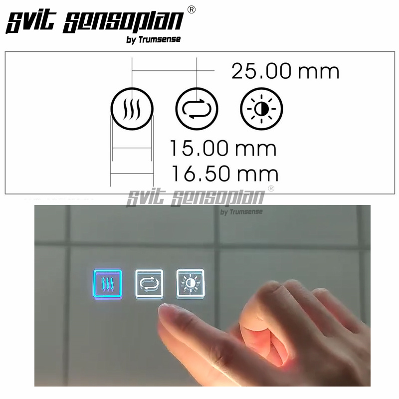 Trumsense WS08F3-M6-BW Dimming Touch Switch for Bathroom LED Light Mirror Control 2 Color LED Strip Brightness With Anti Fog