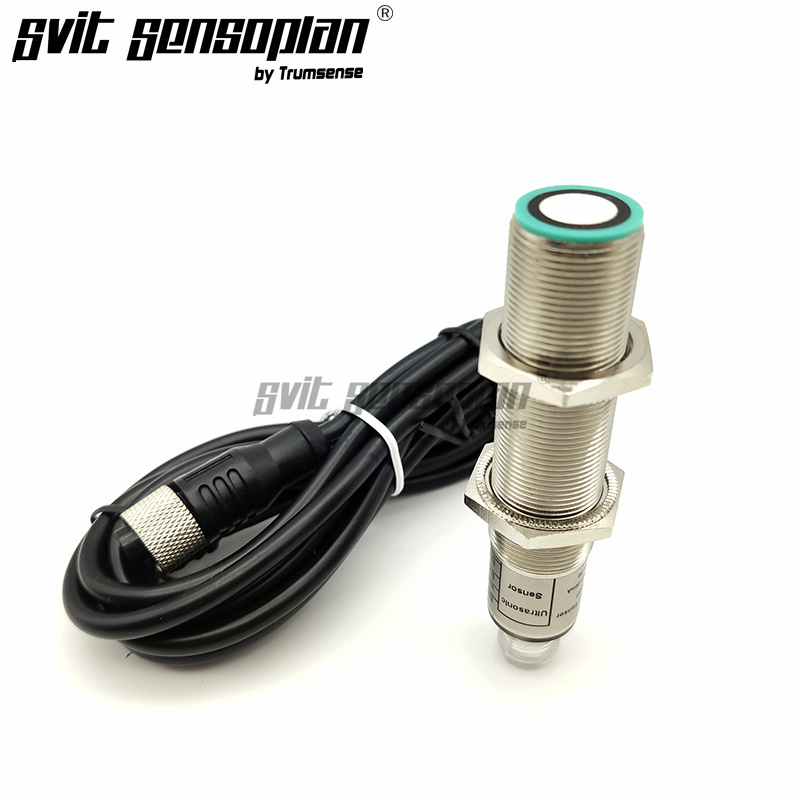 Trumsense M18 Ultrasonic Distance Sensor Apply for Widely Used in Chemical, Oil, Milk, or Water Tanks for Measuring the Level of the Liquid Present in the Tank 60mm to 1000 m Range 15 to 30V Power Supply 200 Khz 0.3% Accuracy 2 Way NPN Output