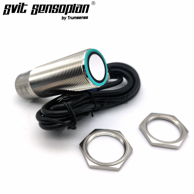 Trumsense PNP Output Ultrasonic Sensor for Material Height Sensing or Liquid Level Monitoring with 2 m range 15 to 30 V Power Model STT175F30TRP2000 175Khz Frequency