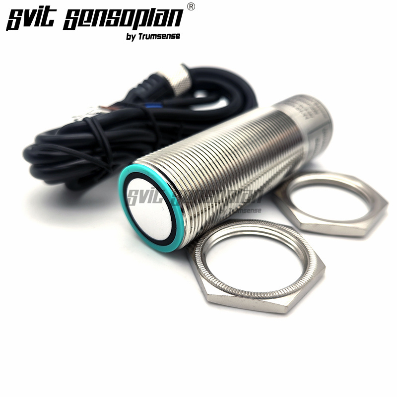 Trumsense Ultraschallmodul-Sensor STT112F30TRS2000 mit 2 Metern Reichweite und RS485-Ausgang, Baugröße M30, 112 kHz Frequenz, 15 bis 30 V Stromversorgung, ermöglicht den gleichzeitigen Betrieb mehrerer Sensoren