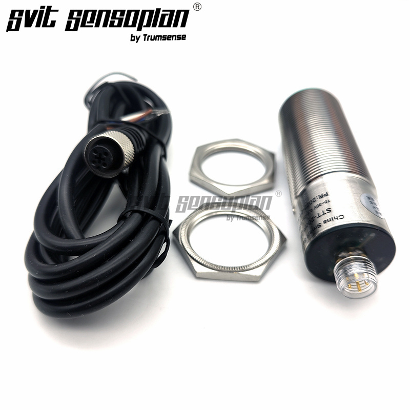 Trumsense Ultraschallmodul-Sensor STT112F30TRS2000 mit 2 Metern Reichweite und RS485-Ausgang, Baugröße M30, 112 kHz Frequenz, 15 bis 30 V Stromversorgung, ermöglicht den gleichzeitigen Betrieb mehrerer Sensoren