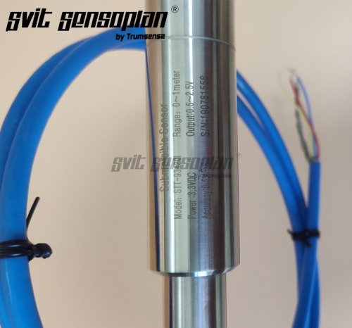 Transdutor de Nível de Líquido Submersível Trumsense STT-93420I Alcance de 1 m 3,3 V DC Alimentação 0,5 a 2,5 V Material PTFE de Saída para Transmissor de Nível de Líquido de Saída de Tensão Diesel