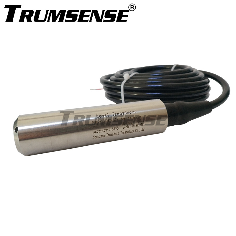 5 Meter Range Submersible Water Level Transducer Liquid Level Transducer Sensor 4 to 20 mA Output 24V DC Power 11M Cable