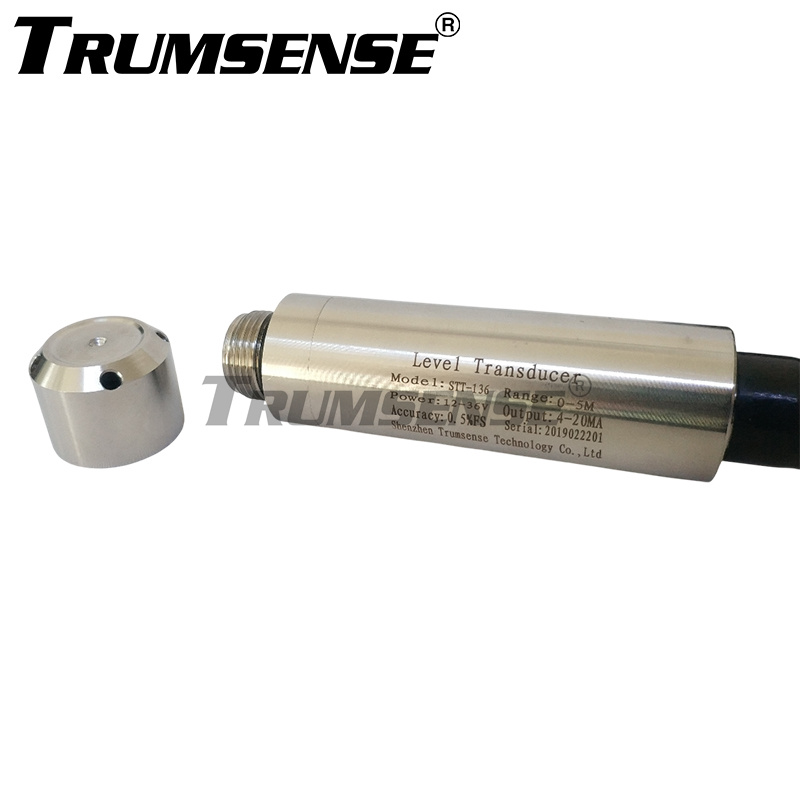 5 Meter Range Submersible Water Level Transducer Liquid Level Transducer Sensor 4 to 20 mA Output 24V DC Power 11M Cable