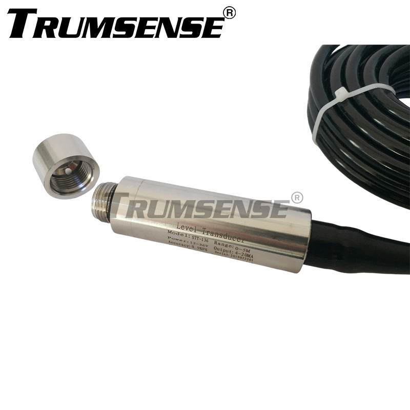 5 Meter Range Submersible Water Level Transducer Liquid Level Transducer Sensor 4 to 20 mA Output 24V DC Power 11M Cable