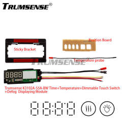 Trumsense K3102A-S5A-WB Time Temperature Display Switch Bathroom Mirror Led Dimming Control Defog Film and 2 Colour LED Strip