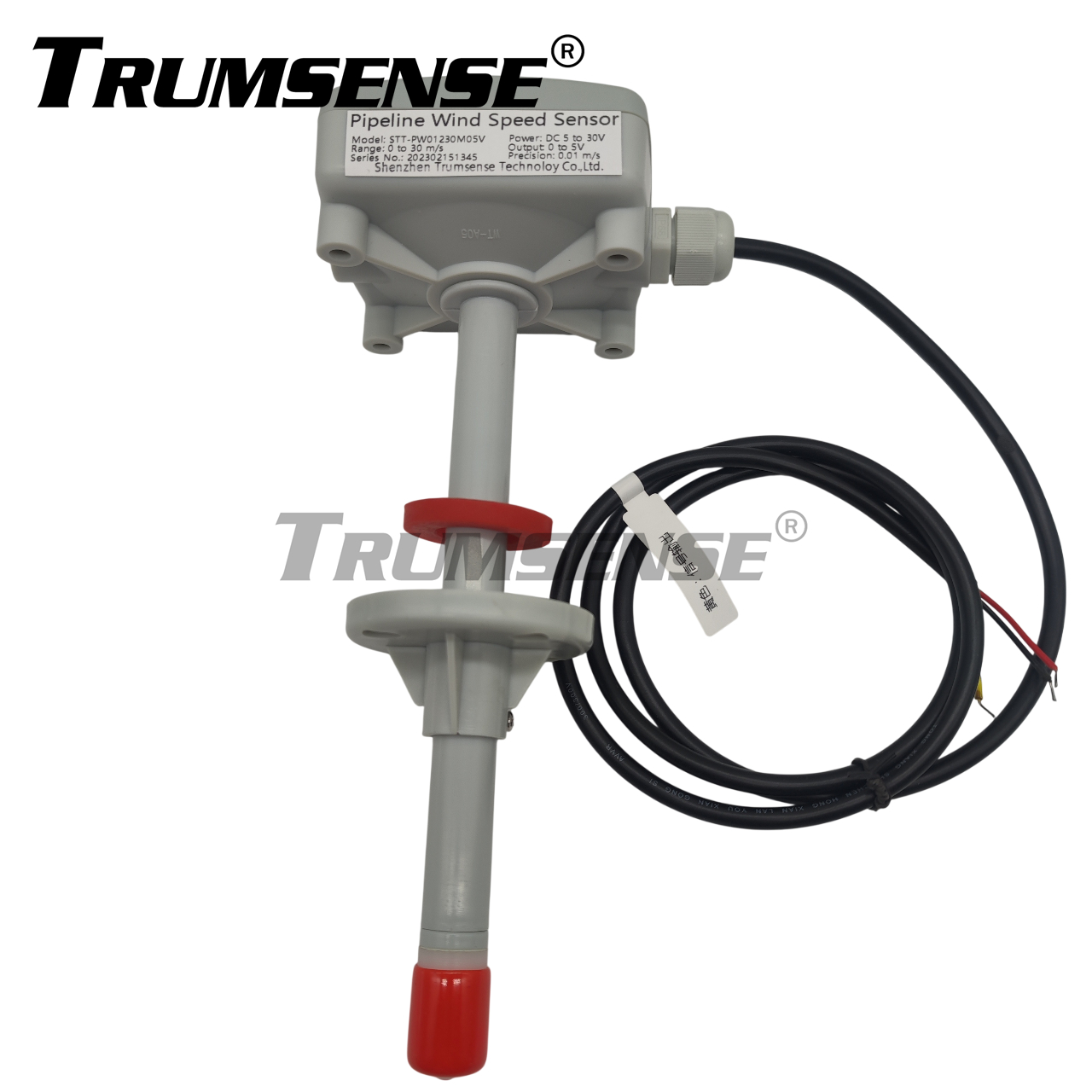 STT-PW01230M05V High Precision Ducted Air Velocity Sensor 0-30 m/s 0-5V Output, for HVAC or Pipeline Air Flow Measurement No Zero-point Offset