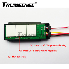 Interruptor para espejo LED de baño Trumsense® WS08F3-M6-BW con atenuación continua, ajuste de 3 colores y función antivaho táctil.