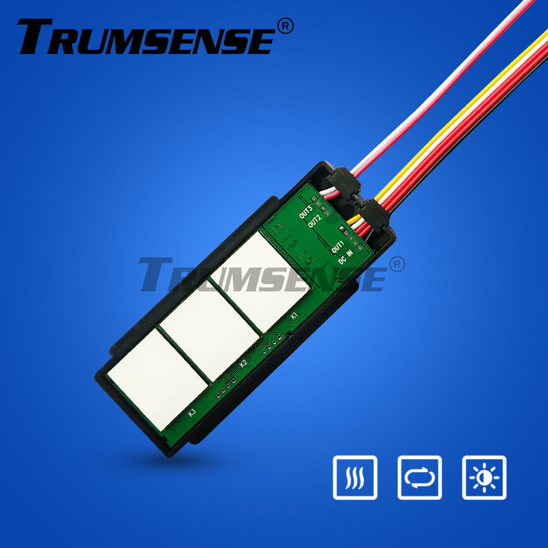 Interruptor para espejo LED de baño Trumsense® WS08F3-M6-BW con atenuación continua, ajuste de 3 colores y función antivaho táctil.