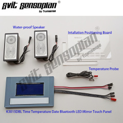 Painel de espelho LED Trumsense® K3015DBL com design super fino, sensor de toque, hora, temperatura, data e Bluetooth para reprodução de música, ideal para reforma de banheiros.