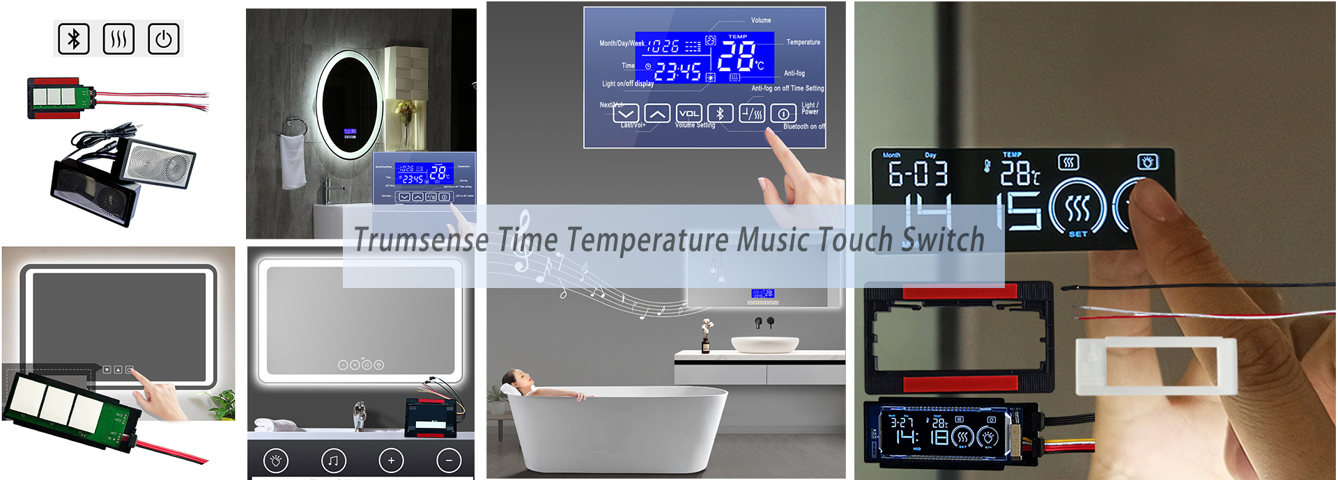 Trumsense smart mirror touch switch or touch panel with music