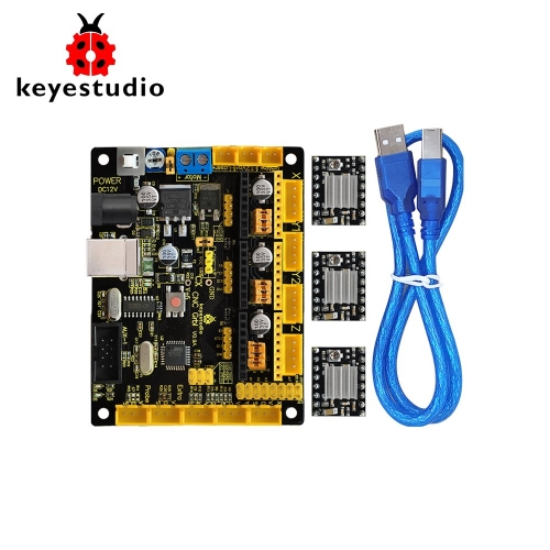 Keyestudio CNC V0.9A board+3pcs 4988 Driver W/Heat Sink + USB cable for arduino CNC/laser engraving machine/writing robots  GRBL