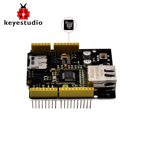 Keyestudio W5500 Ethernet Shield Ethernet Control Expansion Board for Arduino (Without POE)