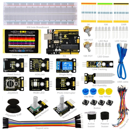 Keyestudio Sensor Starter Kit-K4 For Arduino Education Learning Programming W/ R3+ADL345+Joystick+RGB LED+19Projects