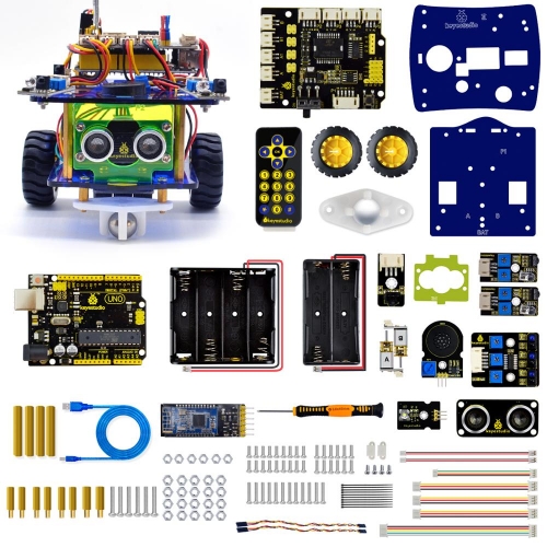 Keyestudio 4WD Multi BT Robot Car Kit Upgraded V2.0 W/LED Display for  Arduino Robot Stem EDU /Programming Robot Car/DIY Kit