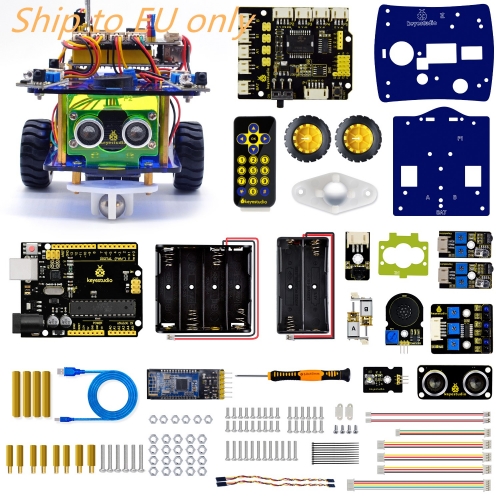 Free shipping to EU!! Keyestudio Desktop Mini Bluetooth Smart Robot Car Kit  V3.0 for Arduino Robot STEM/Support Mixly blocks coding