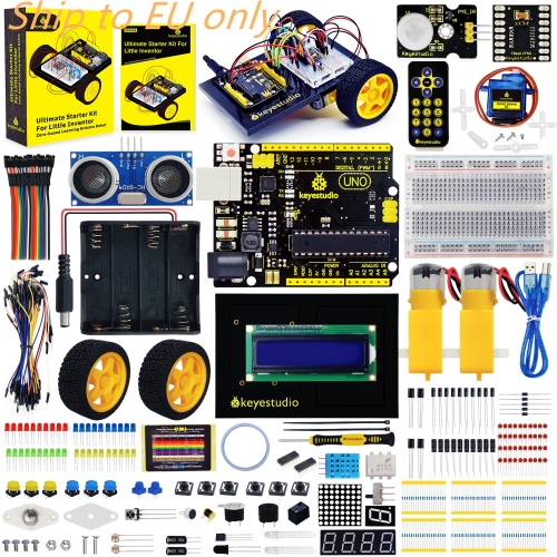 Free shipping to EU!! Keyestudio Ultimate Starter Kit /Robot Car Kit For Little Inventor (Zero-based Learning Arduino  Robot)