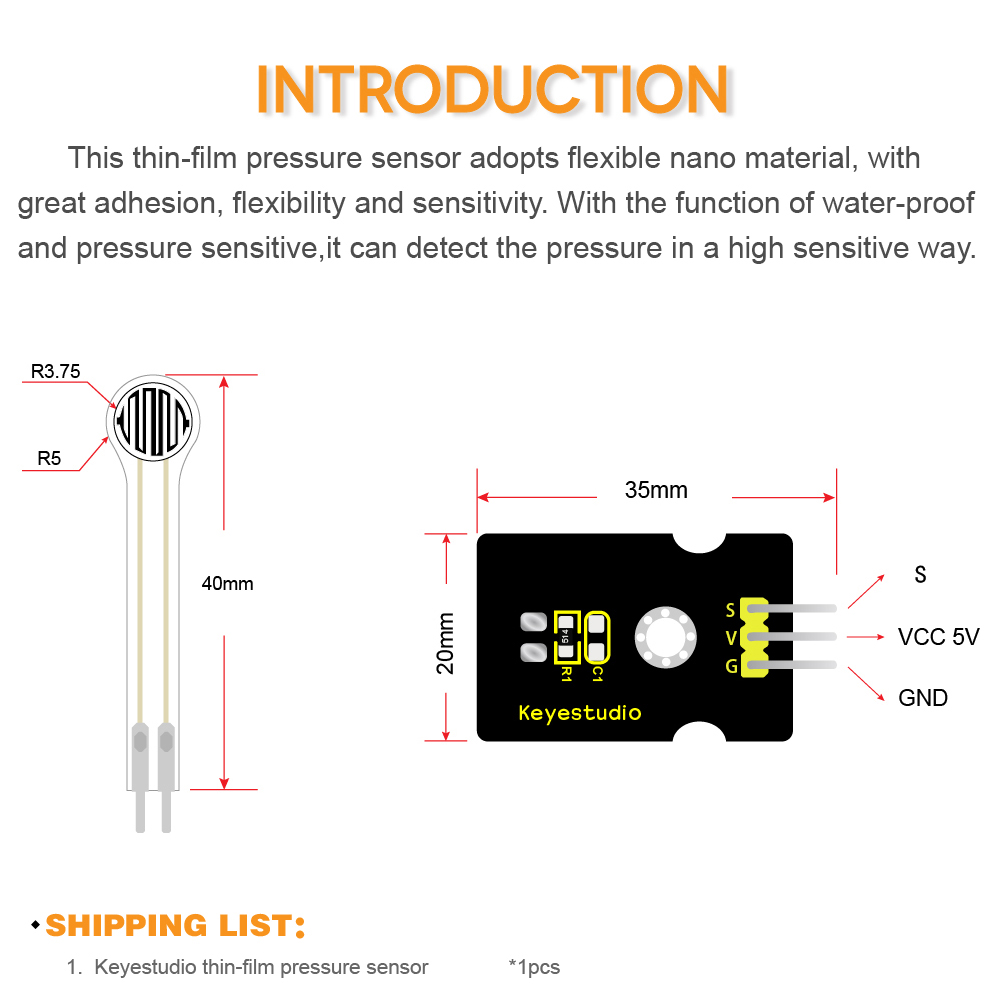 Keyestudio Thin-film Pressure Sensor For Arduino