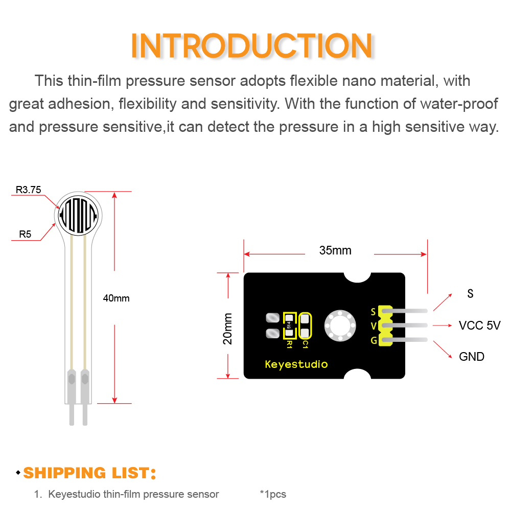 Pressure Sensor Display Module With Flexible Force Sensors - Portable Measurement Tool