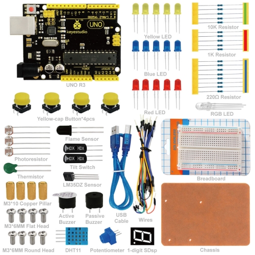 KEYESTUDIO R3 Breadboard kit For Arduino Education Project with dupont wire+LED+resistor+PDF