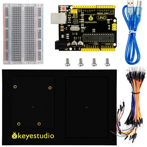 Keyestudio R3 Board +400 Holes  Transparent Breadboard +Chassis +65 Jumper Wires +50 cm USB Cable For Arduino DIY Project