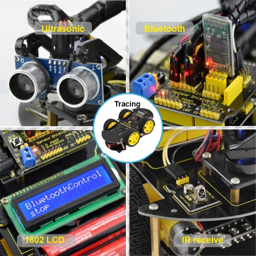 KEYESTUDIO Smart Car Robot,4WD Programmable DIY Starter Kit for Arduino for  Uno R3,Electronics Programming Project/STEM Educational/Science Coding