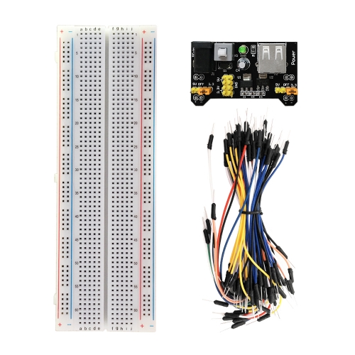 Keyestudio 1PCS 3.3V/5V Breadboard power module+ 1PCS 830 points  Breadboard + 1PCS 65 Flexible jumper wires for arduino DIY