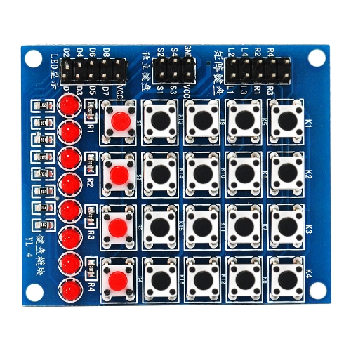 Free shipping! 8 LED 4x4 Push Buttons 16 Keys Matrix Independent Keyboard Module For AVR ARM STM32