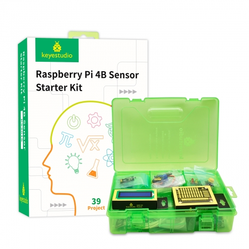 Keyestudio Raspberry Pi Kit Sensor Starter Module Kit For Raspberry Pi4B DIY Electronic Kit Python Programming Kit(NO RPI Board)