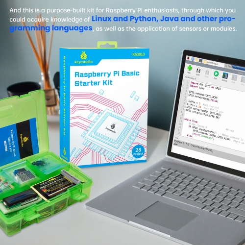 KEYESTUDIO GPIO Breakout Kit for Raspberry Pi 4 4b 3 3b+ with Solderless  Breadboard, GPIO Cable, LEDs, Resistors, Buttons for Teens Easy Programming