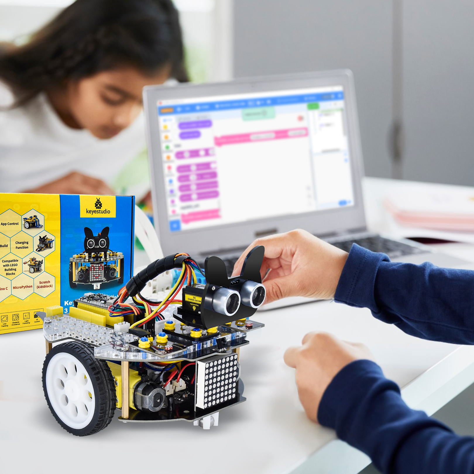 Kit Robô carro-casa STEAM (Android/IOS) Arduino Keyestudio – ABC Escolar