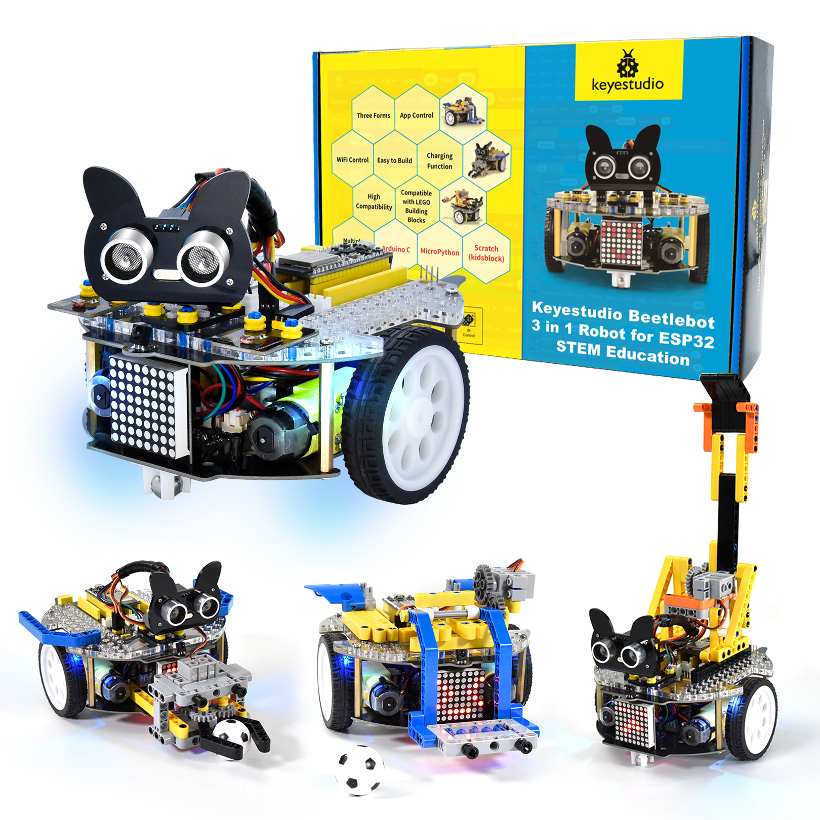 Kit Robô carro-casa STEAM (Android/IOS) Arduino Keyestudio – ABC Escolar